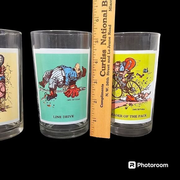 Pepsi Vtg 70s Sport Collector Series Drinking Glasses Gary Patterson Set Of 3 - Picture 6 of 10